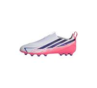 adidas Unisex - Bambini e Ragazzi F50 Hyperfast League Laceless Artificial Ground Football Boots Kids Shoes, Ftwr White/Solar Purple/Solar Turbo, 36 2/3 EU