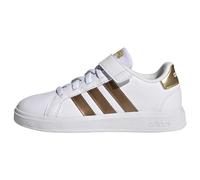 adidas Unisex - Bambini e Ragazzi Grand Court Sustainable Lifestyle Court Elastic Lace And Top Strap Shoes, Cloud White Cloud White Matte Gold, 36 EU