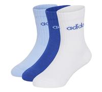 adidas Unisex - Bambini e ragazzi Linear Kids Crew 3 Pairs Per Pack Socks Socks, white/team royal blue/glow blue, 3-4 Years