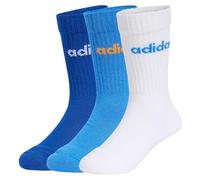adidas Unisex - Bambini e ragazzi LINEAR KIDS CREW 3 PAIRS PER PACK SOCKS, white/ray blue/team royal blue, 34-36
