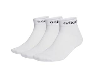 adidas Unisex - Bambini e ragazzi Think Linear Ankle Socks 3 Pairs, White / Black, 6-7 Years