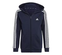 adidas Unisex - Bambini Essentials 3-Stripes Fleece Full-Zip Hoodie, Legend Ink/White, 13-14 Years