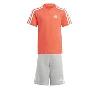 adidas Unisex - Bambini Essentials 3-Stripes Tee and Shorts Set, bright red/white/white, 6-7 Years