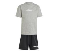 adidas Unisex - Bambini ESSENTIALS LINEAR LOGO T-SHIRT SET, medium grey heather/white, 7-8 Years