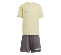 adidas Unisex - Bambini ESSENTIALS LINEAR LOGO T-SHIRT SET, powder yellow/white, 4-5 Years