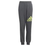 adidas Unisex - Bambini Essentials Regular Fit Big Logo Cotton Pants, Dark Grey Heather/Pulse Lime, 7-8 Years