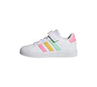 adidas Unisex - Bambini Grand Court Court Elastic Lace And Top Strap Shoes, Cloud White/Pulse Mint/Beam Pink, 32 EU