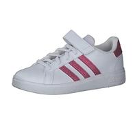 adidas Unisex - Bambini Grand Court Court Elastic Lace and Top Strap Shoes, Cloud White / Real Magenta / Cloud White, 35 EU