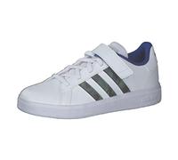 adidas Unisex - Bambini Grand Court Lifestyle Court Elastic Lace and Top Strap Shoes, Cloud White / Green Oxide / Royal Blue, 29 EU