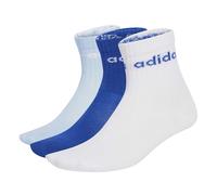 adidas Unisex - Bambini LINEAR KIDS CREW 3 PAIRS PER PACK SOCKS, white/glow blue/team royal blue, 3-4 Years