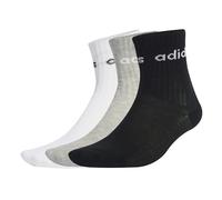 adidas Unisex - Bambini LINEAR KIDS CREW 3 PAIRS PER PACK SOCKS, white/medium grey heather/black, 3-4 Years