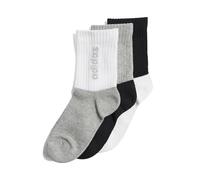 adidas Unisex - Bambini LINEAR KIDS CREW SOCKS 3PP, black/white/medium grey heather, 4-5 Years