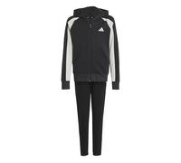 adidas Unisex - Bambini SEASONAL ESSENTIALS COLORBLOCK FLEECE TRACKSUIT, black/wonder silver/white, 7-8 Years