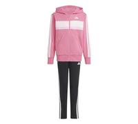 adidas Unisex - Bambini SEASONAL ESSENTIALS TIBERIO 3 STRIPES FLEECE TRACKSUIT, pink fusion/white/clear pink, 9-10 Years