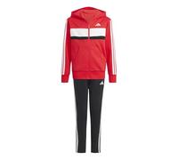 adidas Unisex - Bambini SEASONAL ESSENTIALS TIBERIO 3 STRIPES FLEECE TRACKSUIT, pure ruby/white, 7-8 Years
