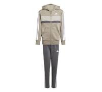 adidas Unisex - Bambini SEASONAL ESSENTIALS TIBERIO 3 STRIPES FLEECE TRACKSUIT, silver pebble/grey six/metal grey/white, 9-10 Years