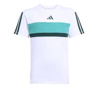adidas Unisex - Bambini Seasonal Essentials TIBERIO 3 Stripes T-Shirt, White/Pure Teal/Aurora Ivy, 13-14 Years