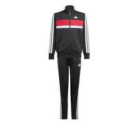 adidas Unisex - Bambini SEASONAL ESSENTIALS TIBERIO 3 STRIPES TRICOT TRACKSUIT, black/white/pure ruby, 11-12 Years