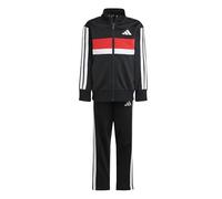 adidas Unisex - Bambini SEASONAL ESSENTIALS TIBERIO 3 STRIPES TRICOT TRACKSUIT, black/white/pure ruby, 6-7 Years