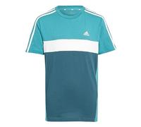 adidas Unisex - Bambini Tiberio 3-Stripes Colorblock Cotton Tee Kids, Arctic Fusion/Arctic Night/White, 7-8 Years