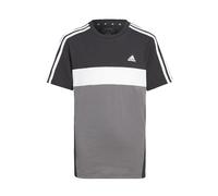 adidas Unisex - Bambini Tiberio 3-Stripes Colorblock Cotton Tee Kids, Black/Grey Five/White, 13-14 Years