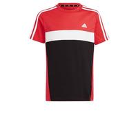 adidas Unisex - Bambini Tiberio 3-Stripes Colorblock Cotton Tee Kids, Bright Red/Black/White, 9-10 Years