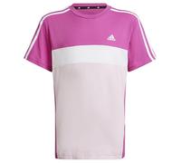 adidas Unisex - Bambini Tiberio 3-Stripes Colorblock Cotton Tee Kids, Semi Lucid Fuchsia/Clear Pink/White, 15-16 Years