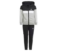 adidas Unisex - Bambini Tiberio 3-Stripes Colorblock Fleece Track Suit Kids, black/white/medium grey heather, 4-5 Years