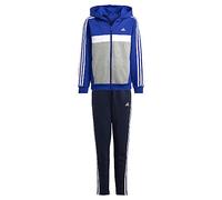 adidas Unisex - Bambini Tiberio 3-Stripes Colorblock Fleece Track Suit Kids, semi lucid blue/white/medium grey heather, 7-8 Years