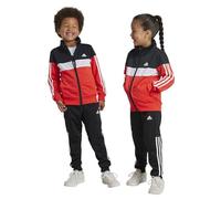 adidas Unisex - Bambini Tiberio 3-Stripes Colorblock Shiny Track Suit Kids, black/bright red/white, 5-6 Years