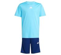 adidas Unisex - Bambini TRAIN ESSENTIALS 3-STRIPES T-SHIRT SET, bright cyan/white, 9-10 Years