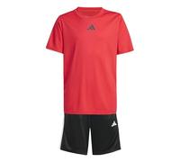 adidas Unisex - Bambini TRAIN ESSENTIALS 3-STRIPES T-SHIRT SET, pure ruby/black, 5-6 Years