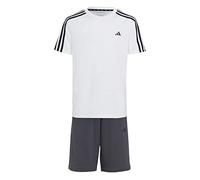 adidas Unisex - Bambini Train Essentials AEROREADY 3-Stripes Regular-Fit Training Set, White/Noir, 7-8 Years