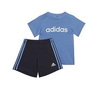 adidas Unisex - Bimbi 0-24 Essentials Lineage Organic Cotton Tee and Shorts Set, blue fusion/white, 6-9 Months