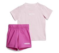adidas Unisex - Bimbi 0-24 ESSENTIALS LINEAR LOGO T-SHIRT SET, clear pink/white, 3-6 Months