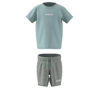adidas Unisex - Bimbi 0-24 ESSENTIALS LINEAR LOGO T-SHIRT SET, semi flash aqua/white, 6-9 Months