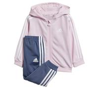 adidas Unisex - Bimbi 0-24 Essentials Shiny Hooded Track Suit, clear pink/white, 6-9 Months