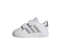 adidas Unisex - Bimbi 0-24 Grand Court Lifestyle Hook and Loop Shoes, White / Matte Silver / Matte Silver, 22 EU