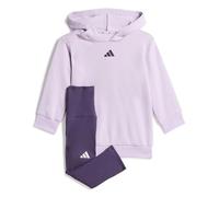 adidas Unisex - Bimbi 0-24 Little Girls Hooded Fleece Jogger Set, powder plum/white, 18-24 Months