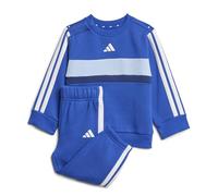 adidas Unisex - Bimbi 0-24 SEASONAL ESSENTIALS TIBERIO 3 STRIPES FLEECE CREW SET, team royal blue/white/dark blue, 6-9 Months