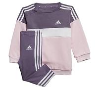 adidas Unisex - Bimbi 0-24 Tiberio 3-Stripes Colorblock Leggings Set Kids, Shadow Violet/White/Clear Pink, 6-9 Months