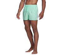 adidas Uomo 3-Stripes CLX Very-Short-Length Swim Shorts, Pulse Mint/White, L