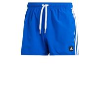 adidas Uomo 3-Stripes CLX Very-Short-Length Swim Shorts, Royal Blue/White, S