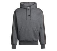adidas Uomo Essential Three Stripes Fleece Hoodie, Dark Grey Heather/Black, XS