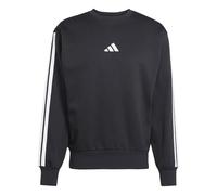 adidas Uomo Essential Three Stripes Fleece Sweatshirt, Black/White, S