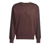 adidas Uomo Essential Three Stripes Fleece Sweatshirt, Shadow Brown/Black, XS