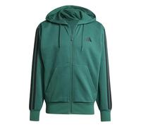 adidas Uomo Essential Three Stripes Fleece Zipper Hoodie, Collegiate Green/Black, S