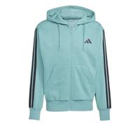 Adidas Uomo Essential Three Stripes Fleece Zipper Hoodie, Powder Teal/Black, S