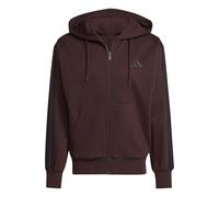 Adidas Uomo Essential Three Stripes Fleece Zipper Hoodie, Shadow Brown/Black, S