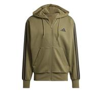 adidas Uomo Essential Three Stripes Fleece Zipper Hoodie, Olive Strata/Black, L